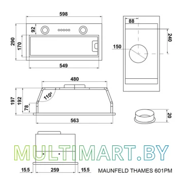 Вытяжка MAUNFELD Thames 601PM (нержавеющая сталь) картинка 14